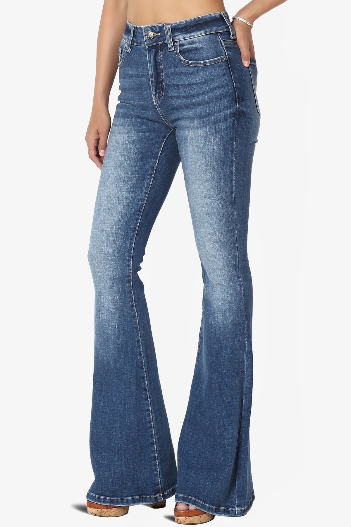Load image into Gallery viewer, Pastry Washed High Rise Flared Jeans in Dark
