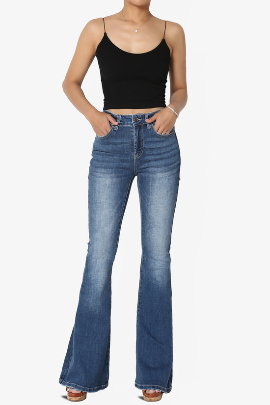 Load image into Gallery viewer, Pastry Washed High Rise Flared Jeans in Dark
