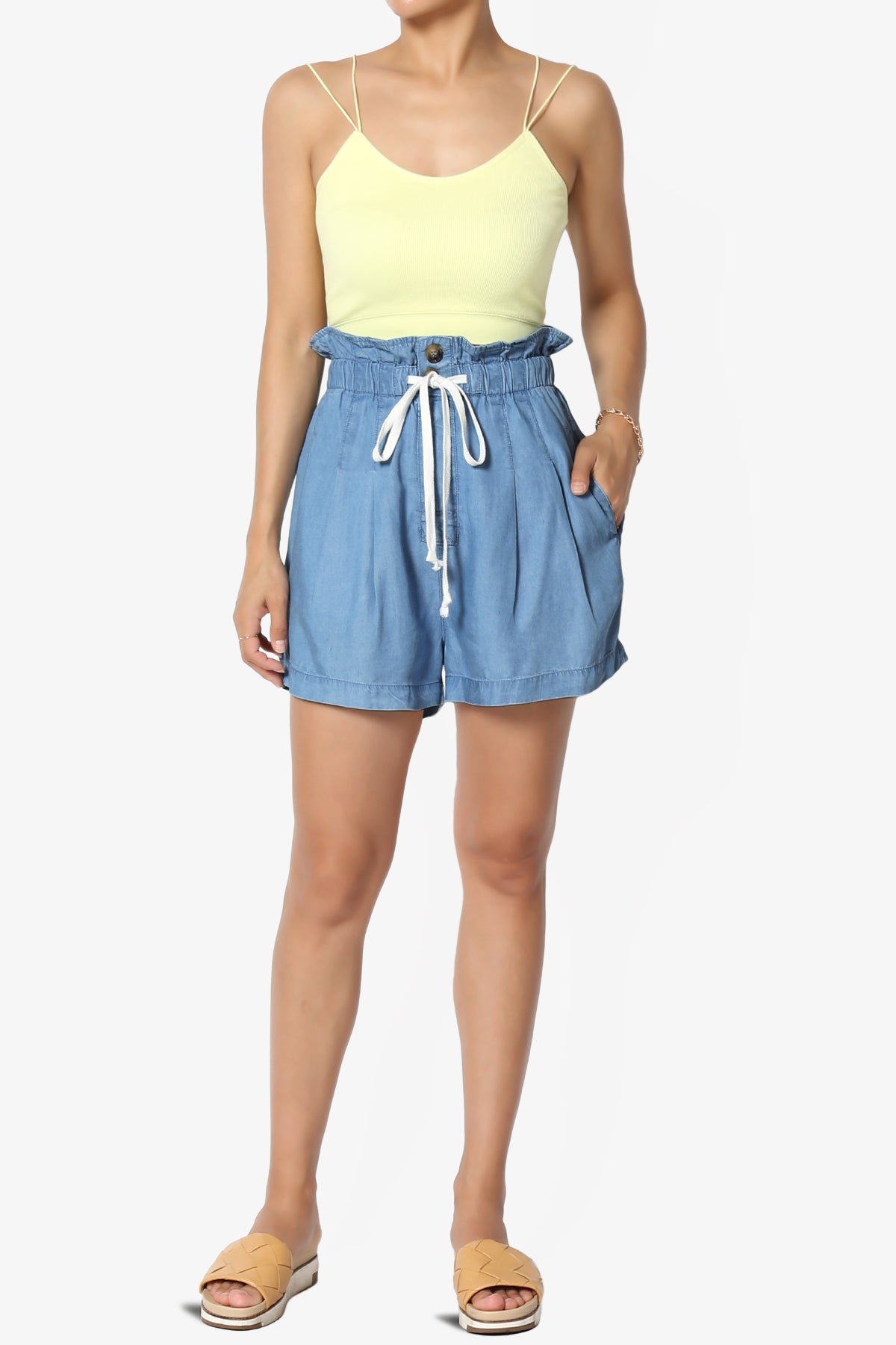 Load image into Gallery viewer, Leif Paperbag Waist Chambray Shorts
