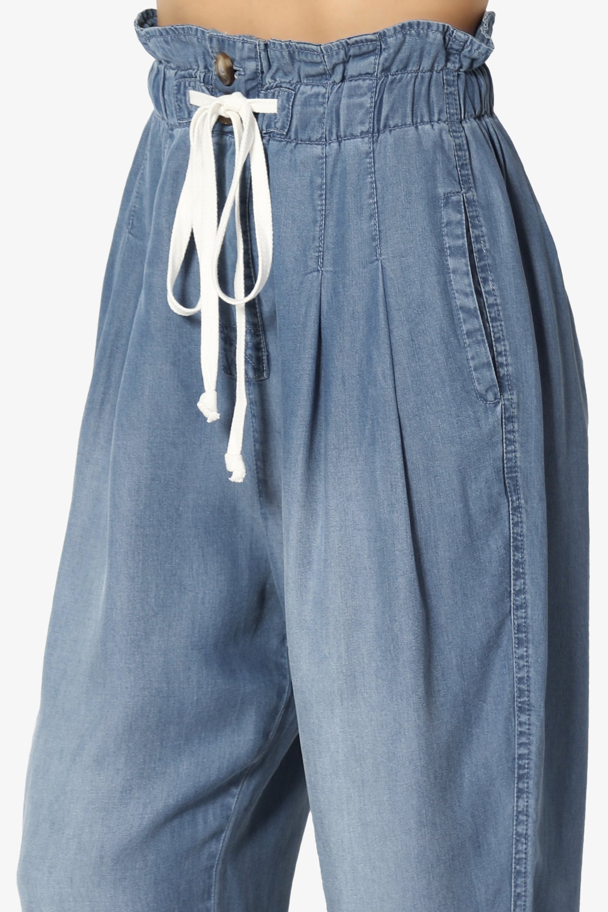 Load image into Gallery viewer, Lilah High Waist Chambray Taper Leg Pants PLUS
