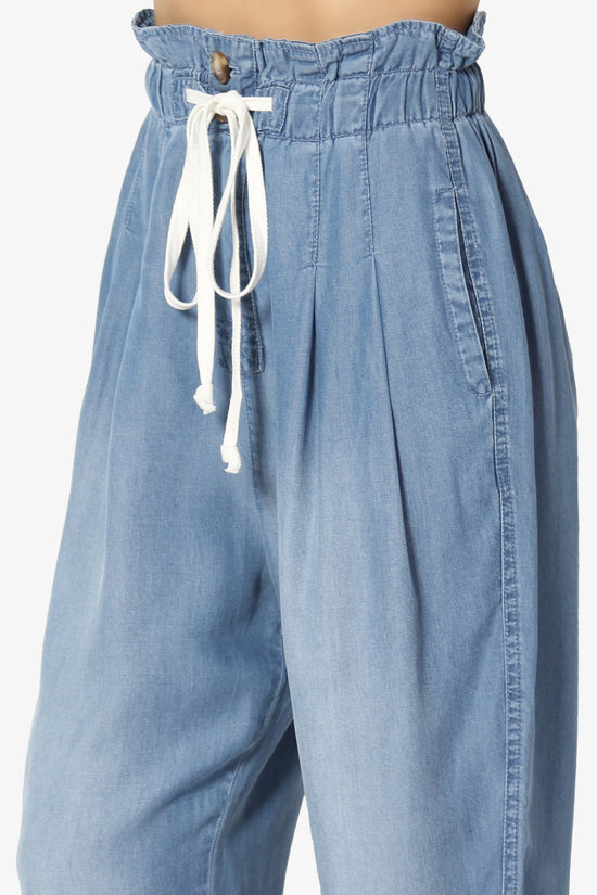 Lilah High Waist Chambray Taper Leg Pants PLUS