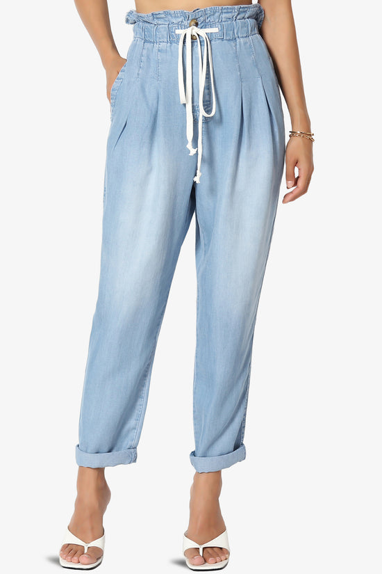 Lilah High Waist Chambray Taper Leg Pants PLUS