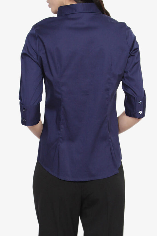 Load image into Gallery viewer, Brett 3/4 Sleeve Button Down Woven Shirts NAVY_2
