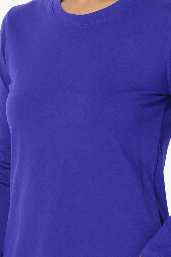 Lasso Cotton Crew Neck Long Sleeve T-Shirt BRIGHT BLUE_5