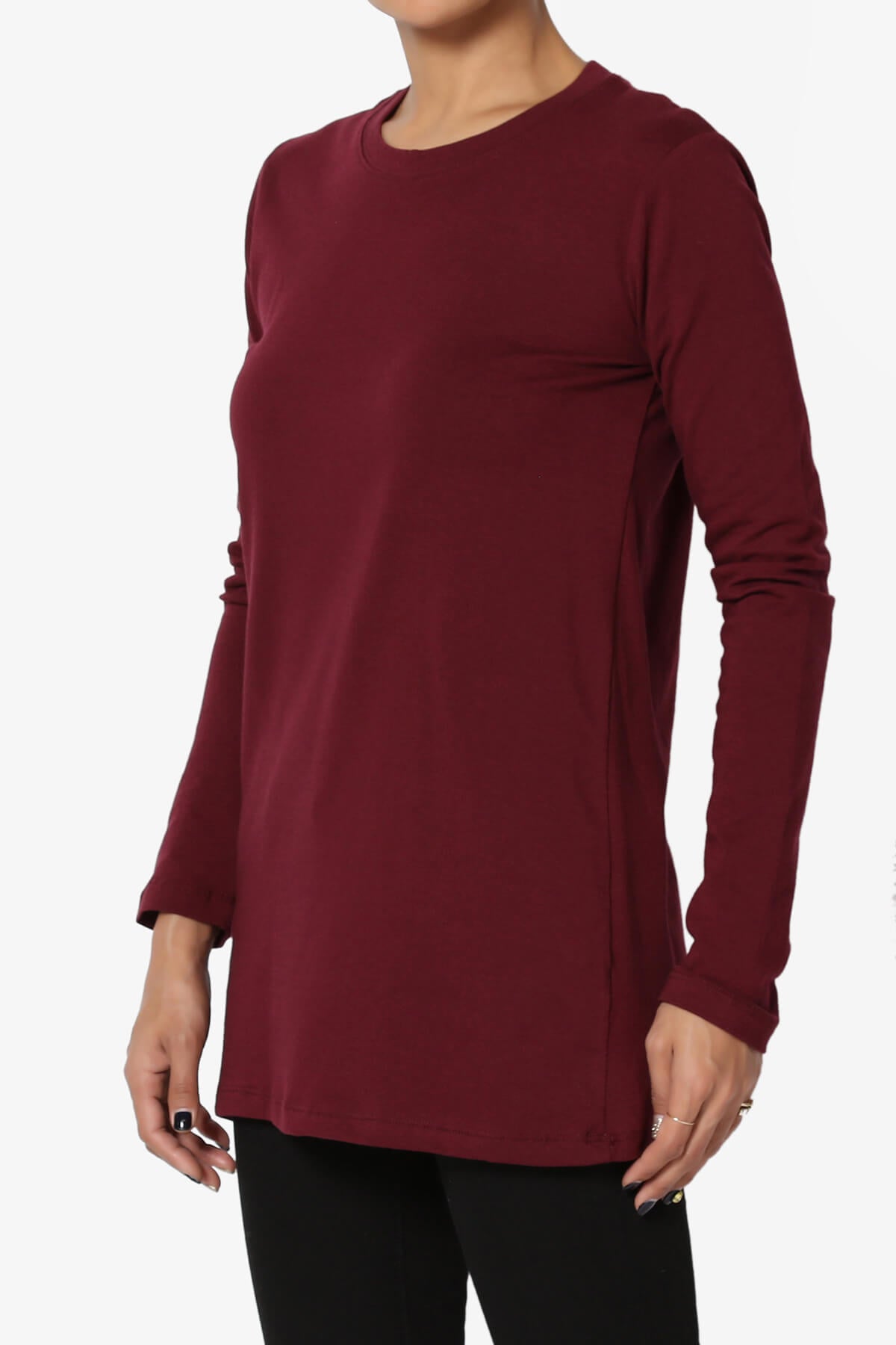 Load image into Gallery viewer, Lasso Cotton Crew Neck Long Sleeve T-Shirt DARK BURGUNDY_3
