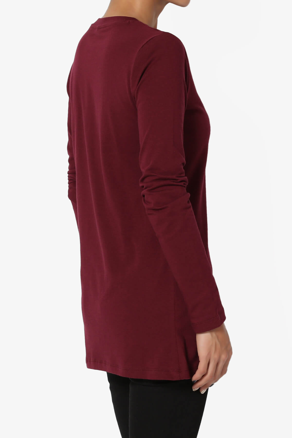 Load image into Gallery viewer, Lasso Cotton Crew Neck Long Sleeve T-Shirt DARK BURGUNDY_4

