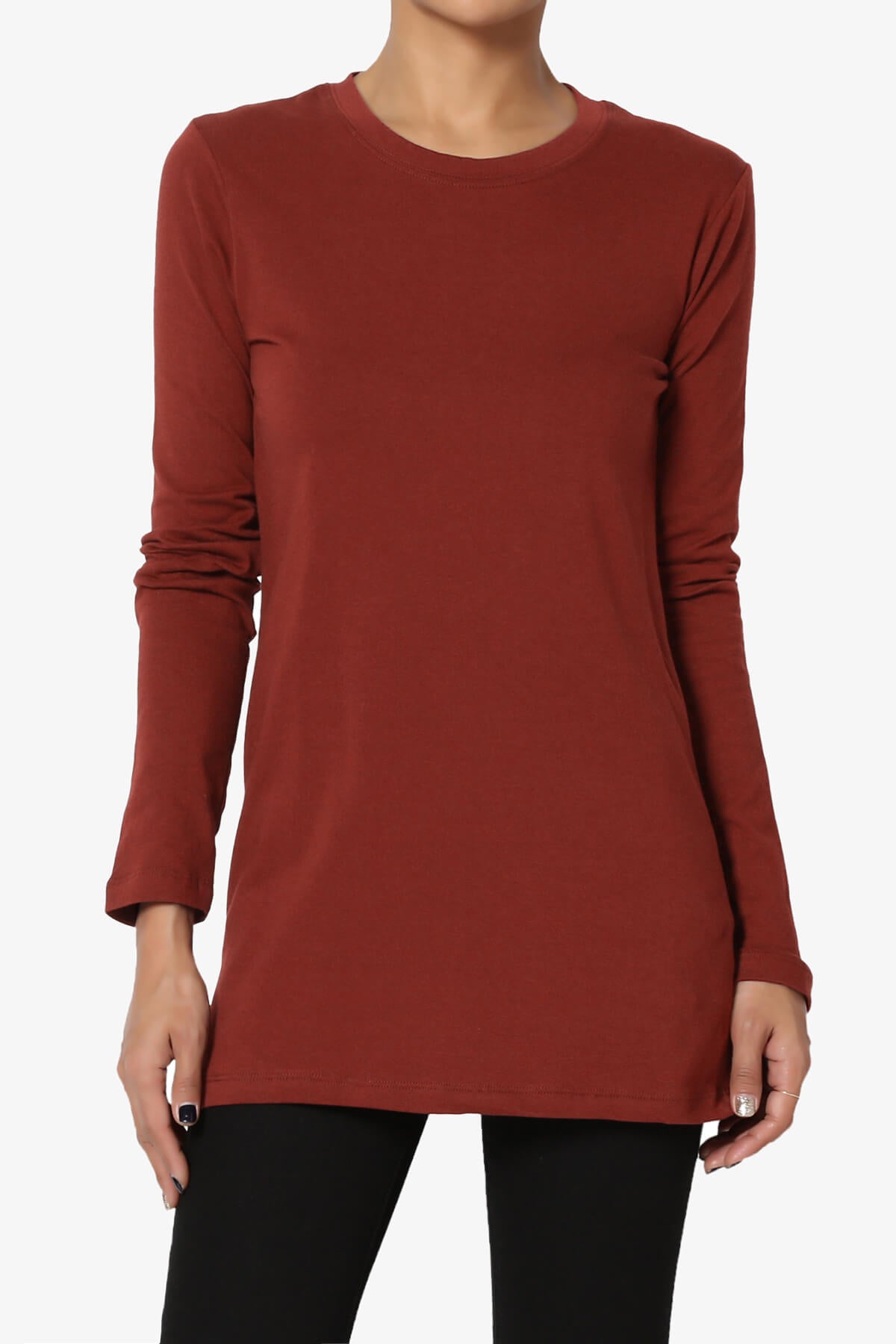 Load image into Gallery viewer, Lasso Cotton Crew Neck Long Sleeve T-Shirt DARK RUST_1
