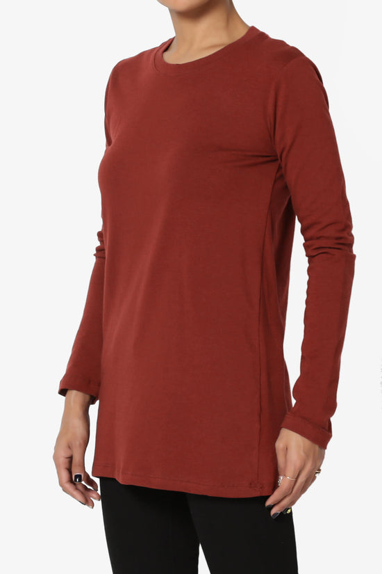 Load image into Gallery viewer, Lasso Cotton Crew Neck Long Sleeve T-Shirt DARK RUST_3
