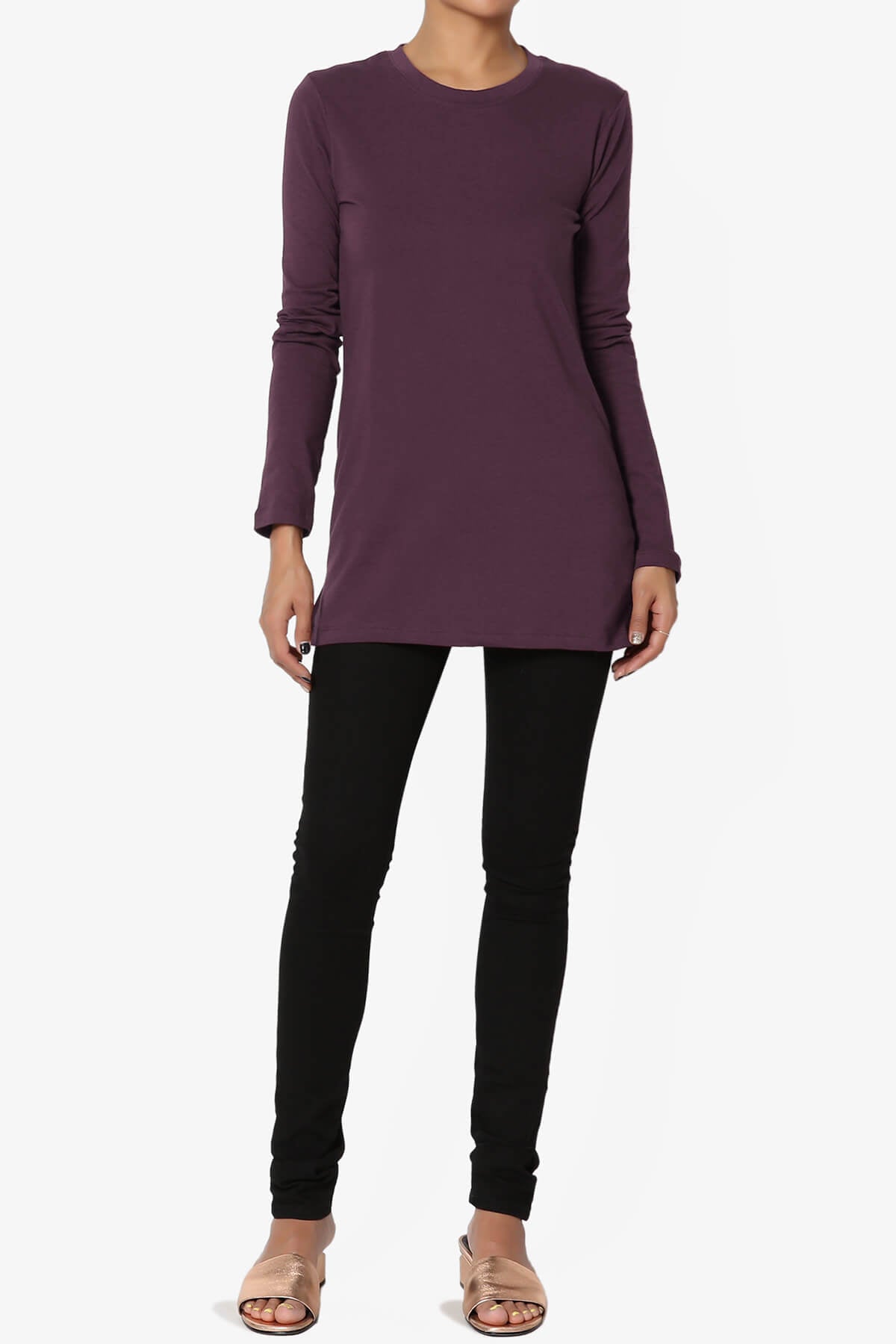 Load image into Gallery viewer, Lasso Cotton Crew Neck Long Sleeve T-Shirt DUSTY PLUM_6
