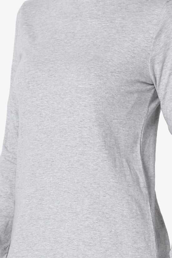 Lasso Cotton Crew Neck Long Sleeve T-Shirt HEATHER GREY_5