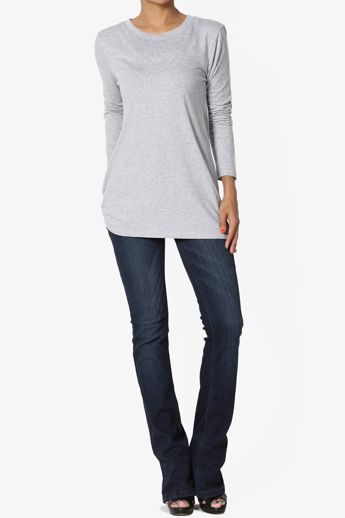 Load image into Gallery viewer, Lasso Cotton Crew Neck Long Sleeve T-Shirt HEATHER GREY_6
