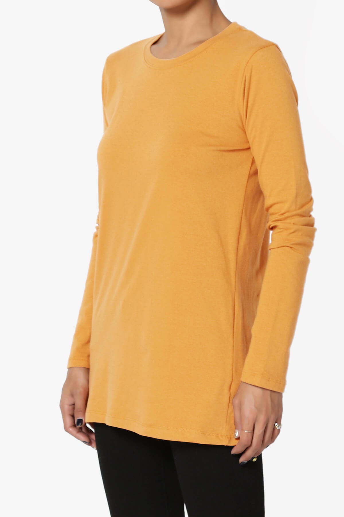 Lasso Cotton Crew Neck Long Sleeve T-Shirt MUSTARD_3