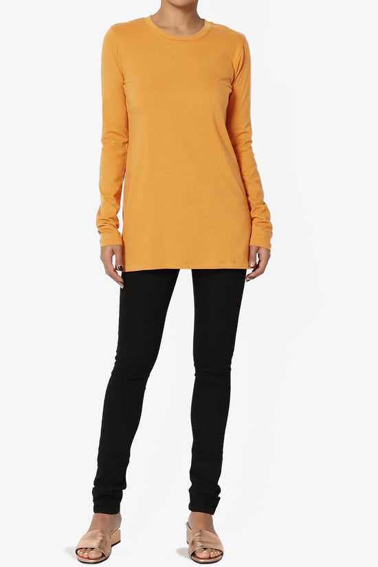 Lasso Cotton Crew Neck Long Sleeve T-Shirt MUSTARD_6