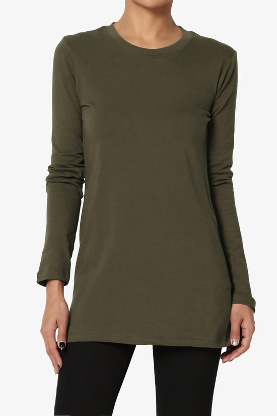 Load image into Gallery viewer, Lasso Cotton Crew Neck Long Sleeve T-Shirt OLIVE_1
