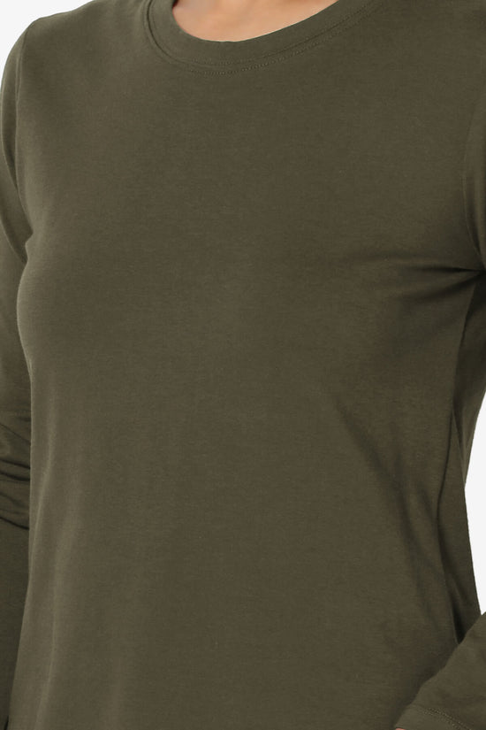 Load image into Gallery viewer, Lasso Cotton Crew Neck Long Sleeve T-Shirt OLIVE_5
