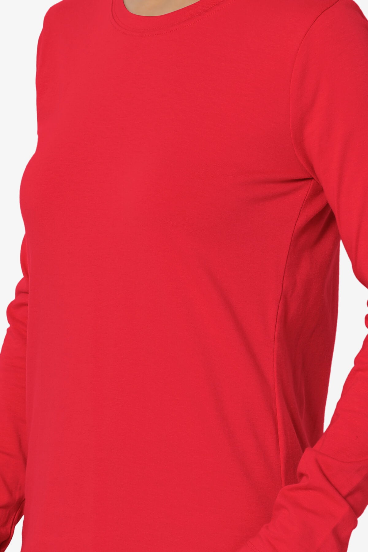 Lasso Cotton Crew Neck Long Sleeve T-Shirt RED_5