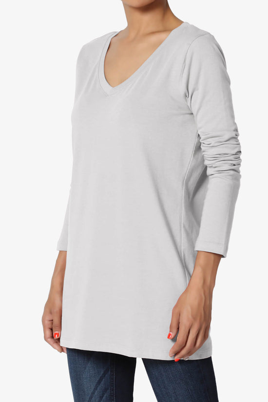 Load image into Gallery viewer, Lasso Cotton V-Neck Long Sleeve Tee LIGHT GREY_3
