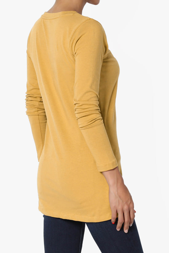 Load image into Gallery viewer, Lasso Cotton V-Neck Long Sleeve Tee LIGHT MUSTARD_4
