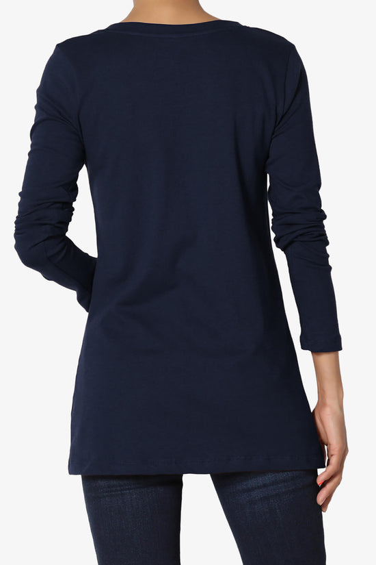 Load image into Gallery viewer, Lasso Cotton V-Neck Long Sleeve Tee NAVY_2
