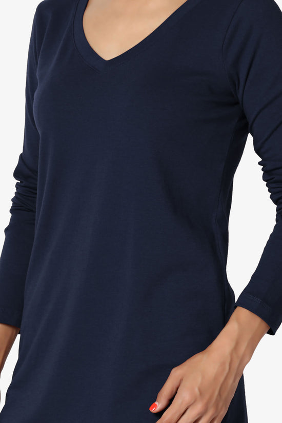 Load image into Gallery viewer, Lasso Cotton V-Neck Long Sleeve Tee NAVY_5
