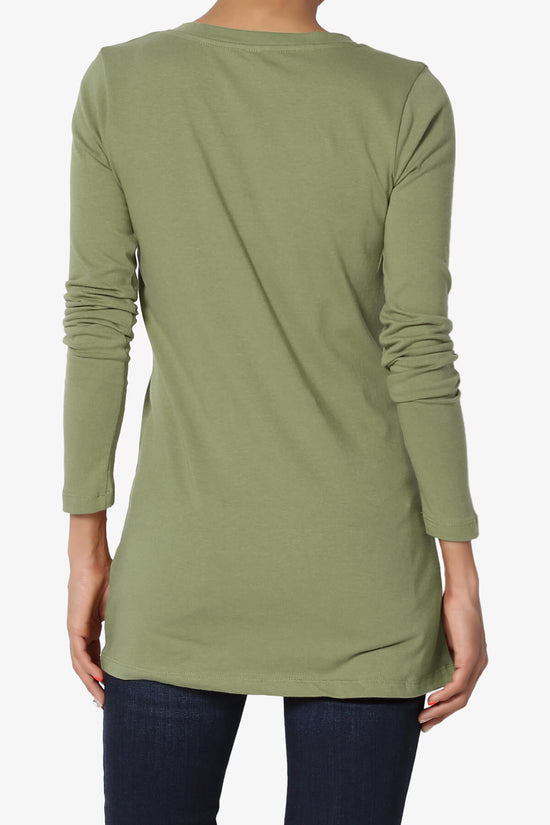 Load image into Gallery viewer, Lasso Cotton V-Neck Long Sleeve Tee OLIVE KHAKI_2
