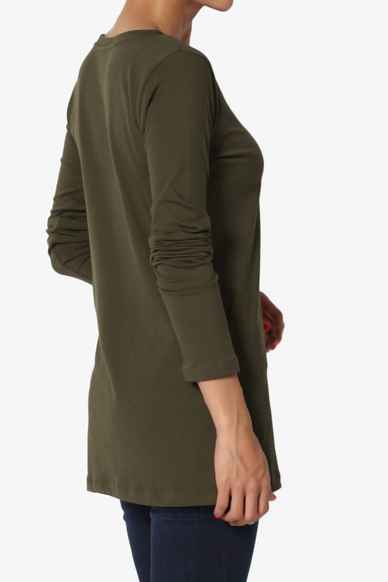 Load image into Gallery viewer, Lasso Cotton V-Neck Long Sleeve Tee OLIVE_4
