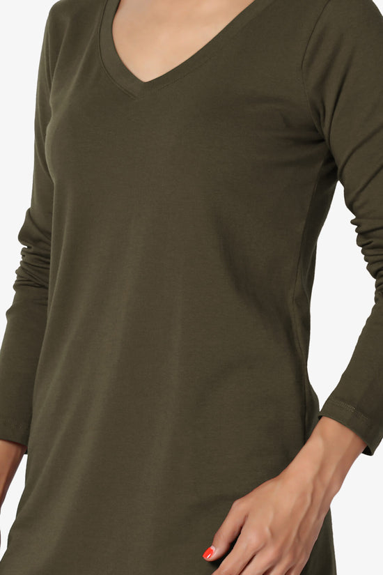 Load image into Gallery viewer, Lasso Cotton V-Neck Long Sleeve Tee OLIVE_5
