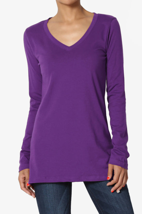 Load image into Gallery viewer, Lasso Cotton V-Neck Long Sleeve Tee PURPLE_1
