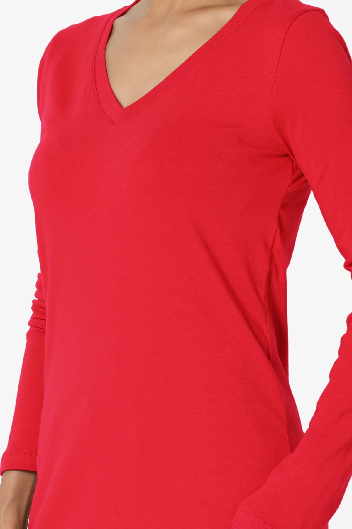 Load image into Gallery viewer, Lasso Cotton V-Neck Long Sleeve Tee RED_5
