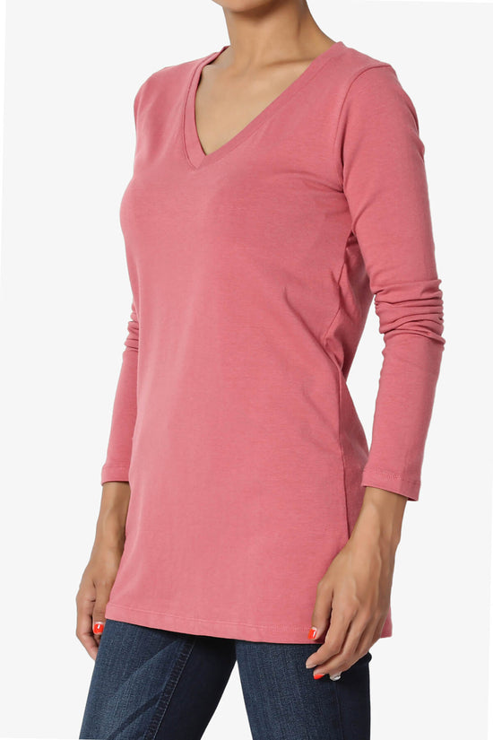 Load image into Gallery viewer, Lasso Cotton V-Neck Long Sleeve Tee ROSE_3
