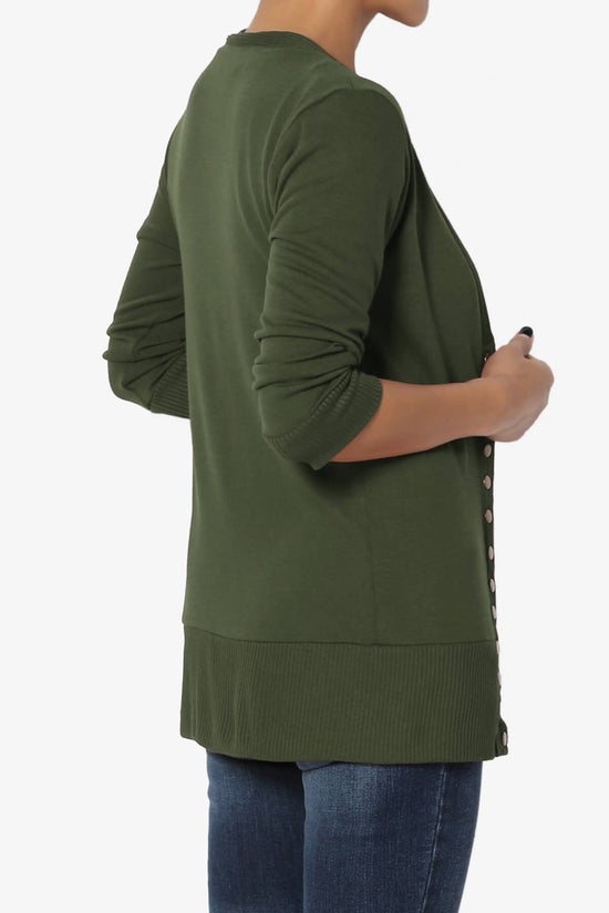 Load image into Gallery viewer, Braeden Snap Button 3/4 Sleeve Cardigan ARMY GREEN_4

