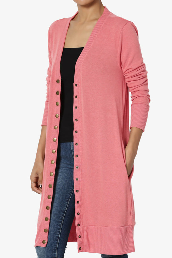 Load image into Gallery viewer, Braeden Snap Button Long Cardigan DESERT ROSE_3
