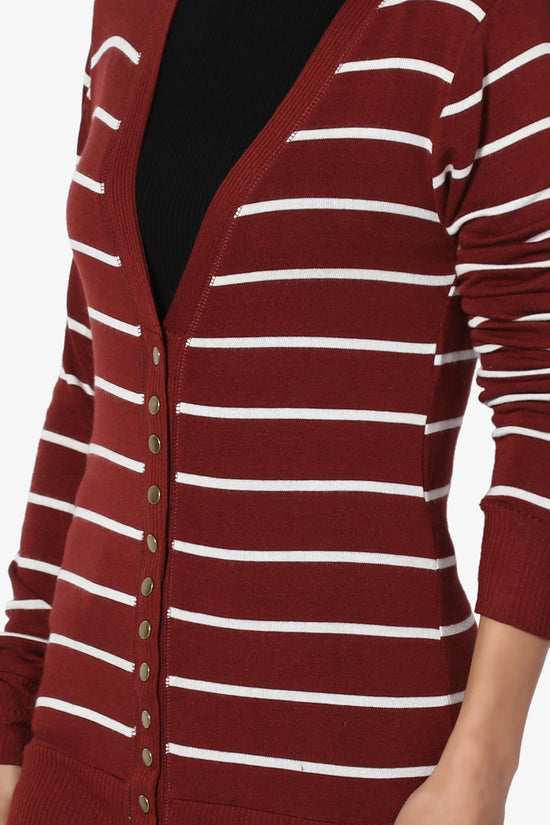 Load image into Gallery viewer, Braeden Striped Snap Button Cardigan BRICK_5
