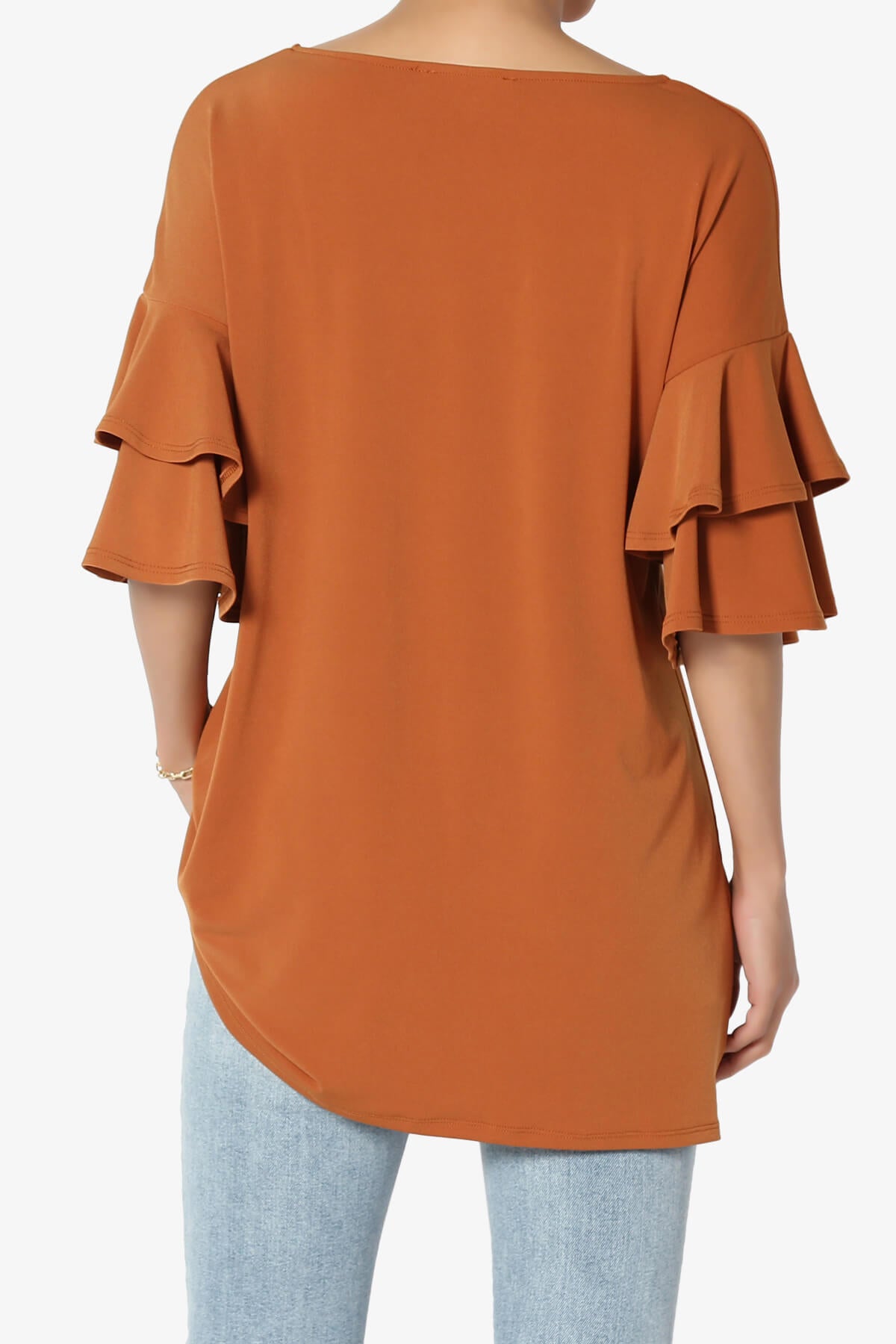 Load image into Gallery viewer, Omere Tiered Bell Sleeve Blouse ALMOND_2
