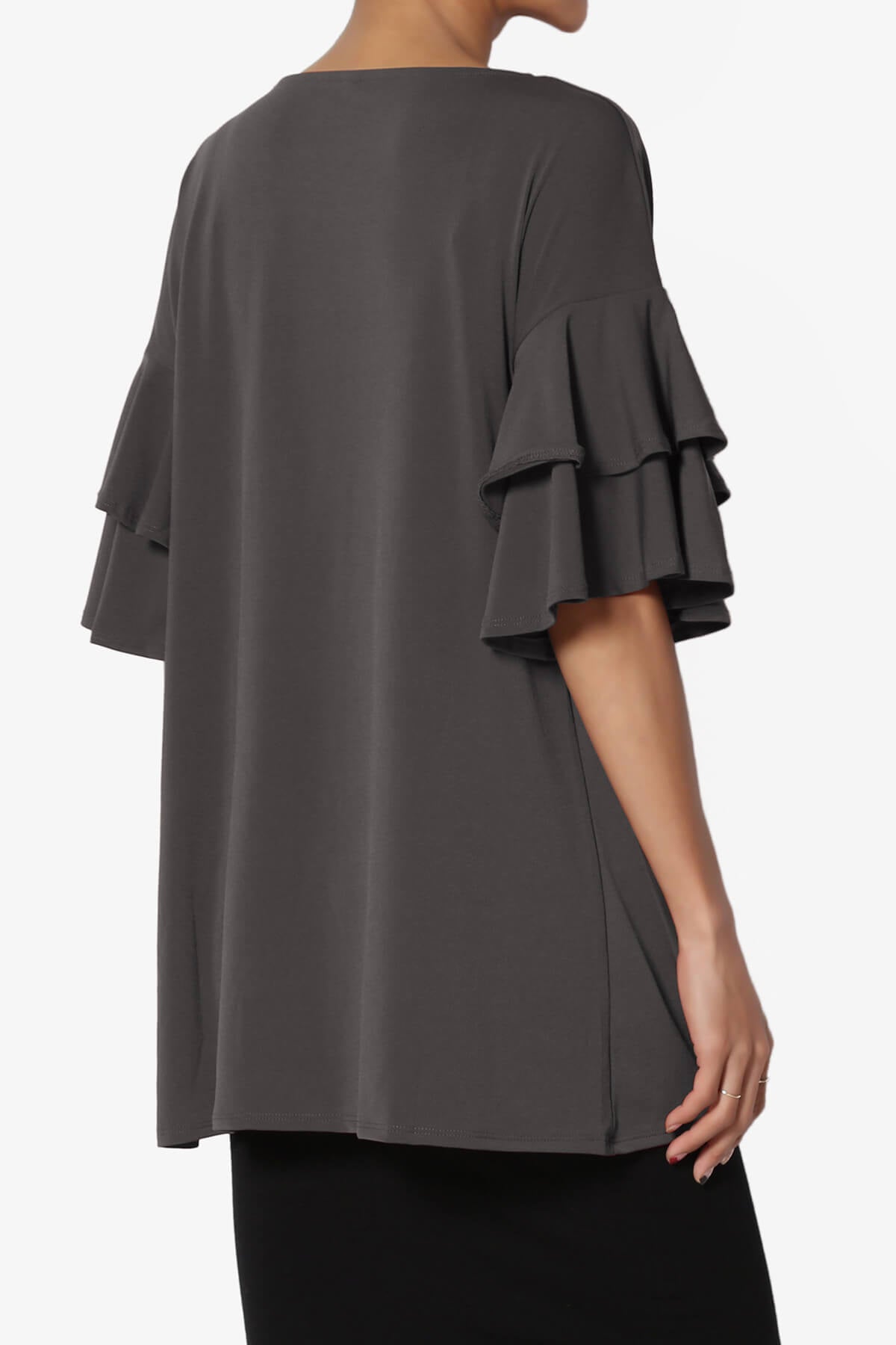 Load image into Gallery viewer, Omere Tiered Bell Sleeve Blouse ASH GREY_4
