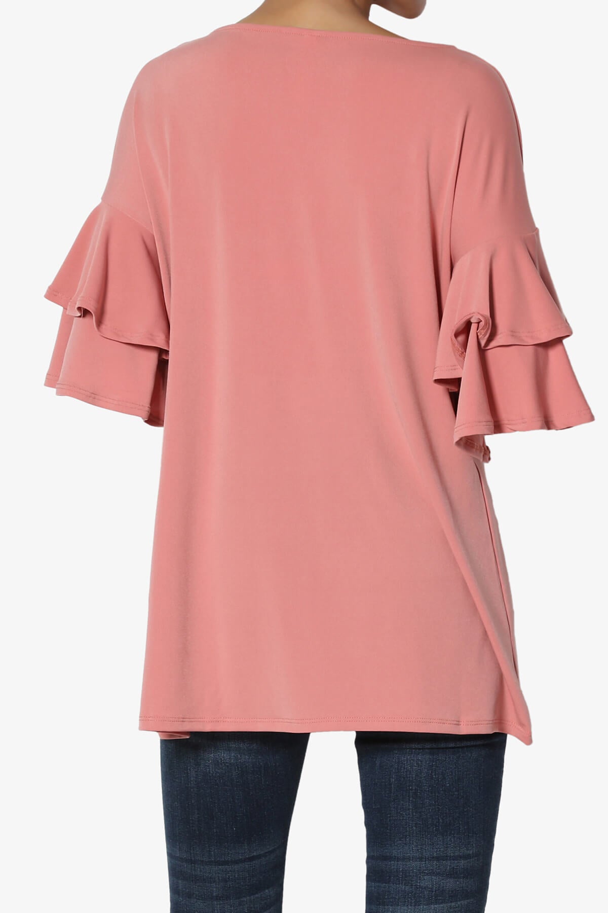 Omere Tiered Bell Sleeve Blouse ASH ROSE_2