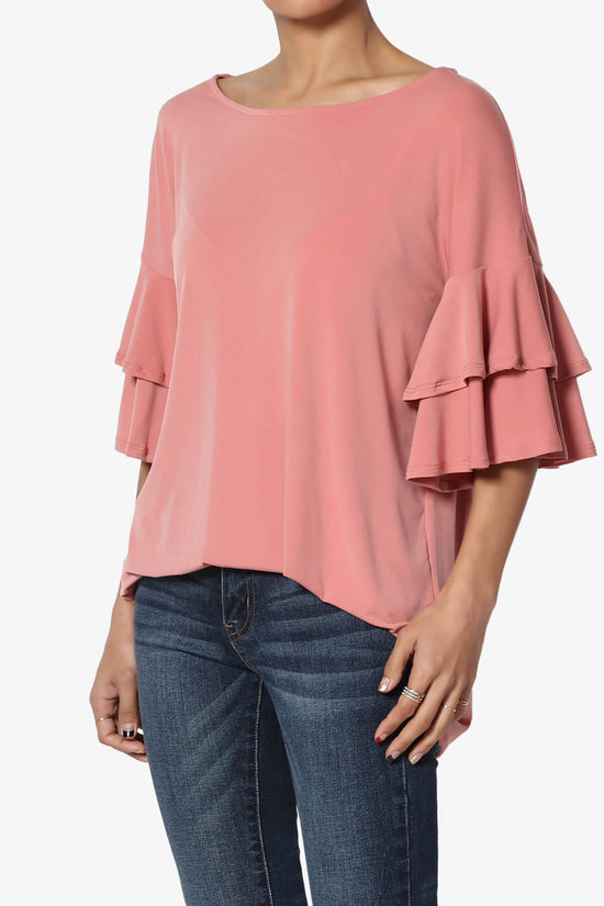 Load image into Gallery viewer, Omere Tiered Bell Sleeve Blouse ASH ROSE_3
