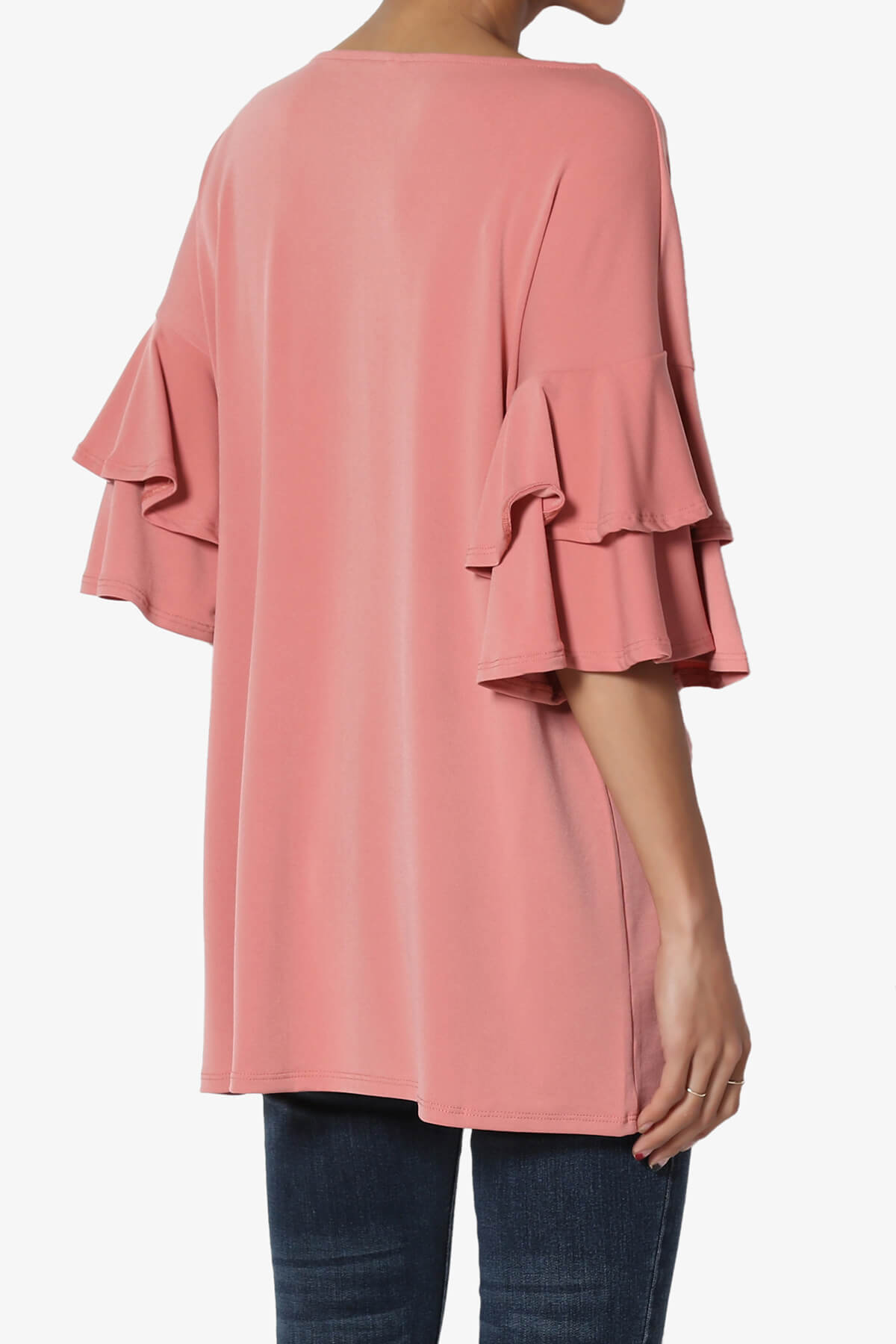 Load image into Gallery viewer, Omere Tiered Bell Sleeve Blouse ASH ROSE_4
