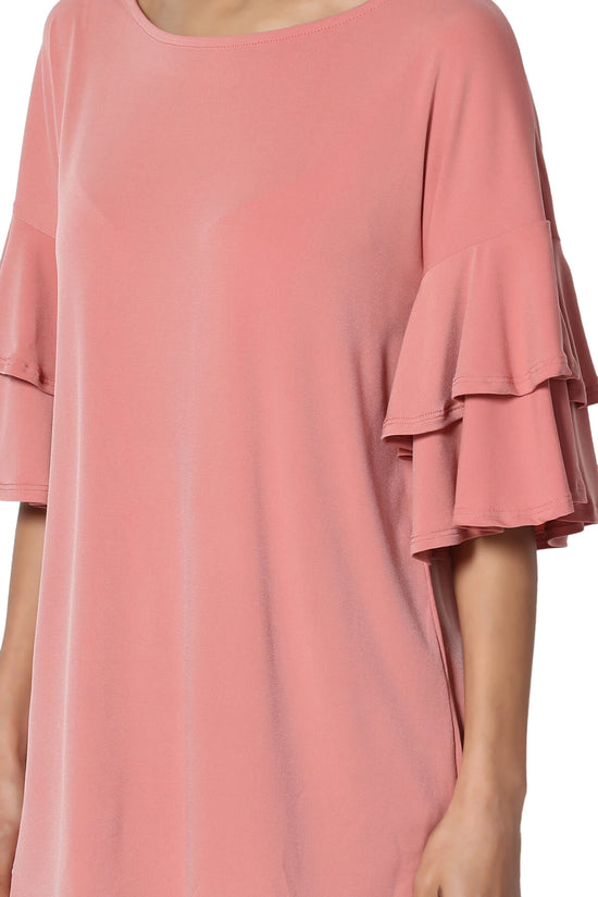 Load image into Gallery viewer, Omere Tiered Bell Sleeve Blouse ASH ROSE_5
