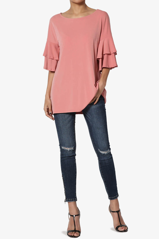 Load image into Gallery viewer, Omere Tiered Bell Sleeve Blouse ASH ROSE_6
