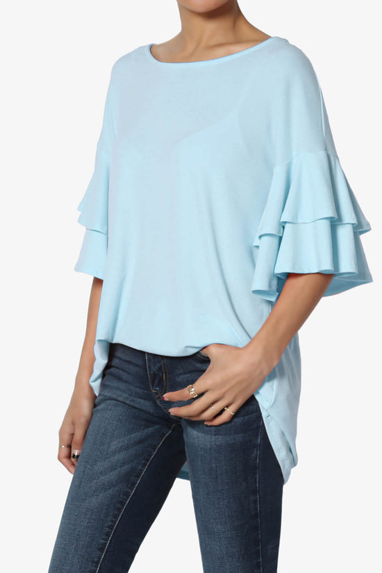 Omere Tiered Bell Sleeve Blouse BABY BLUE_3