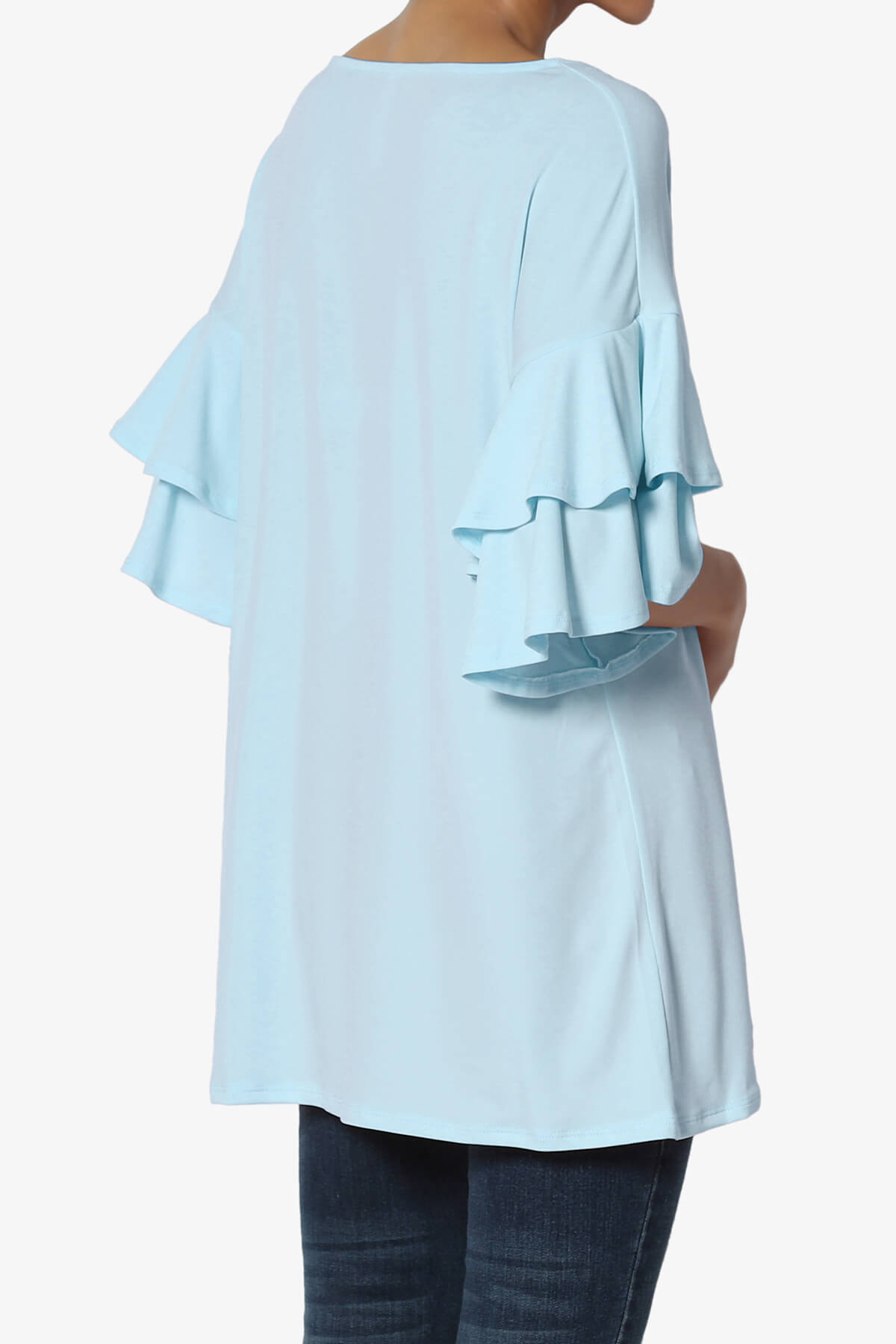 Omere Tiered Bell Sleeve Blouse BABY BLUE_4