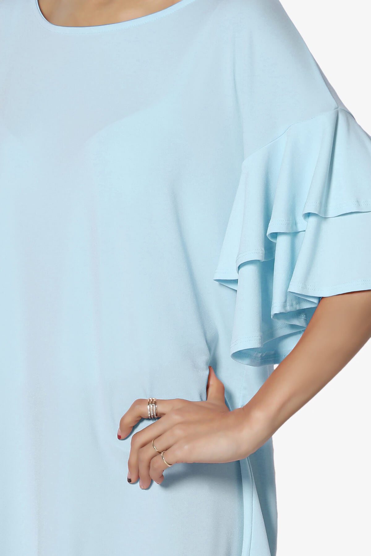Omere Tiered Bell Sleeve Blouse BABY BLUE_5