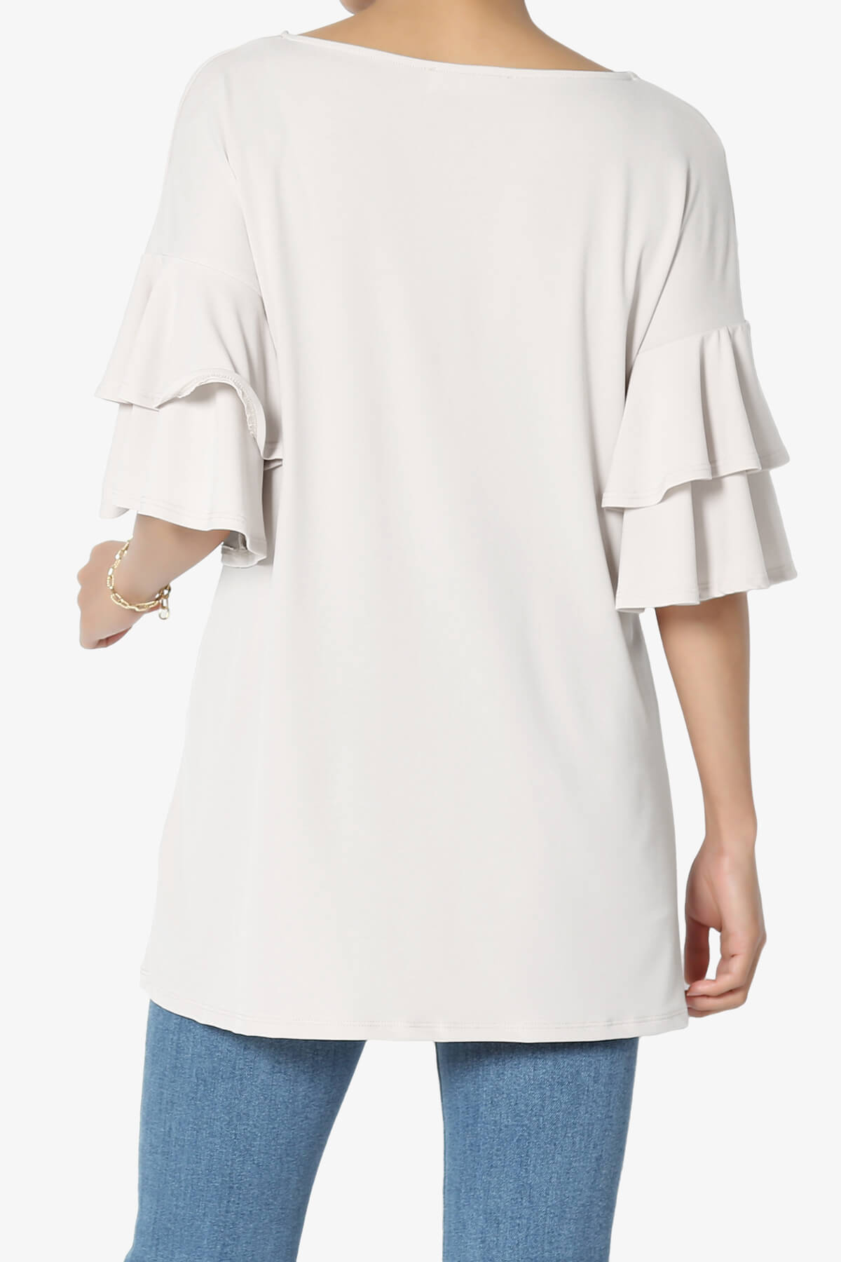 Load image into Gallery viewer, Omere Tiered Bell Sleeve Blouse BONE_2
