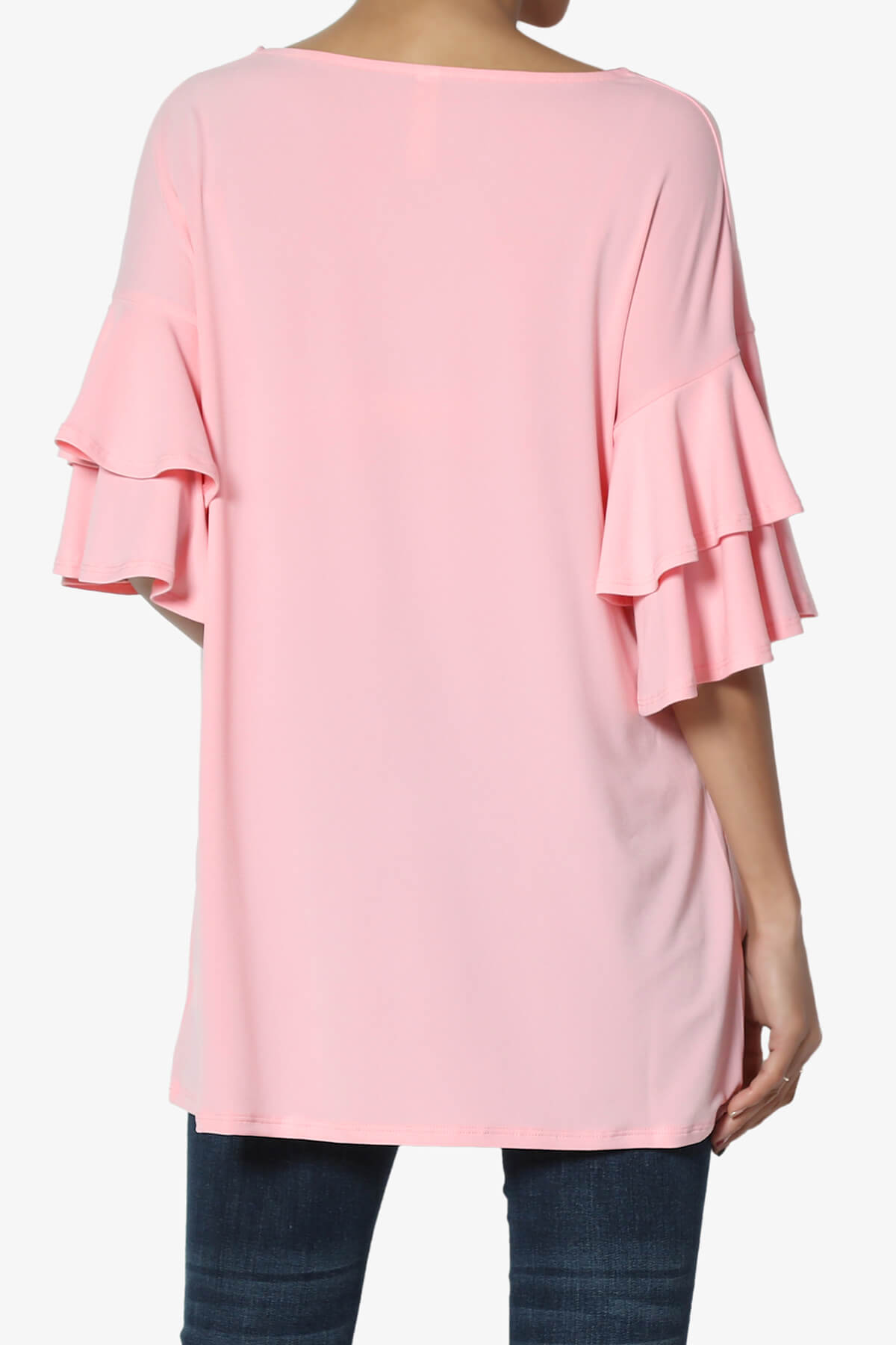Omere Tiered Bell Sleeve Blouse BRIGHT PINK_2