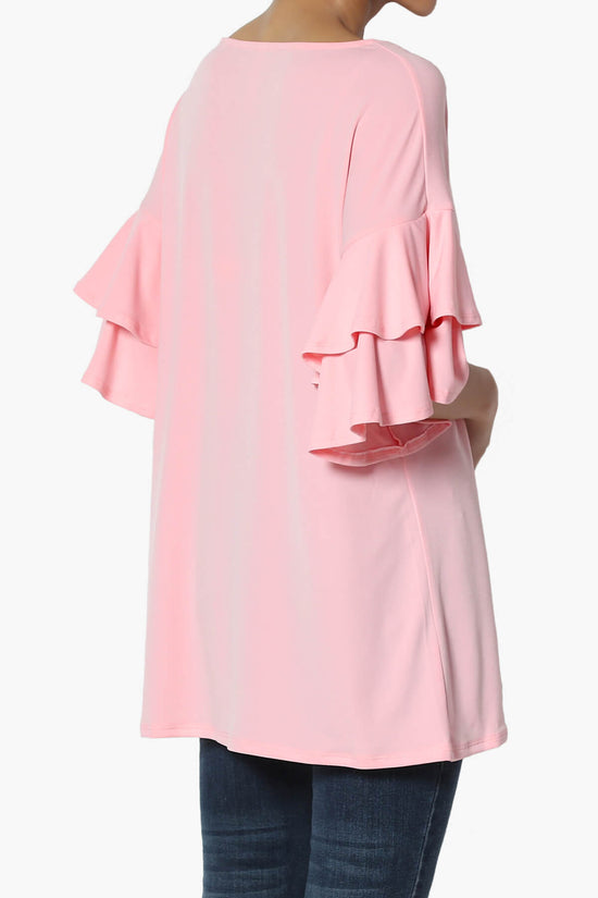 Omere Tiered Bell Sleeve Blouse BRIGHT PINK_4
