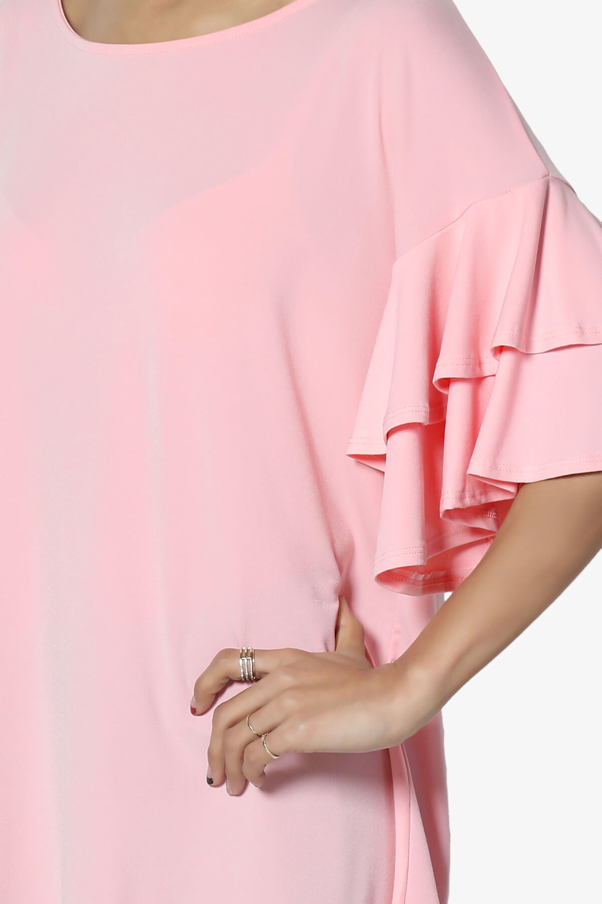 Load image into Gallery viewer, Omere Tiered Bell Sleeve Blouse BRIGHT PINK_5
