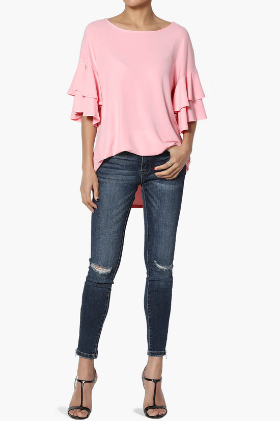 Load image into Gallery viewer, Omere Tiered Bell Sleeve Blouse BRIGHT PINK_6
