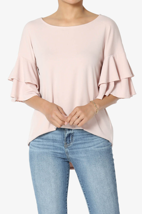 Omere Tiered Bell Sleeve Blouse DUSTY BLUSH_1
