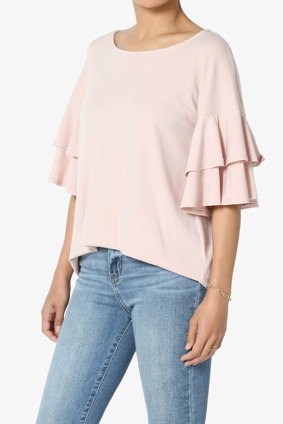Omere Tiered Bell Sleeve Blouse DUSTY BLUSH_3